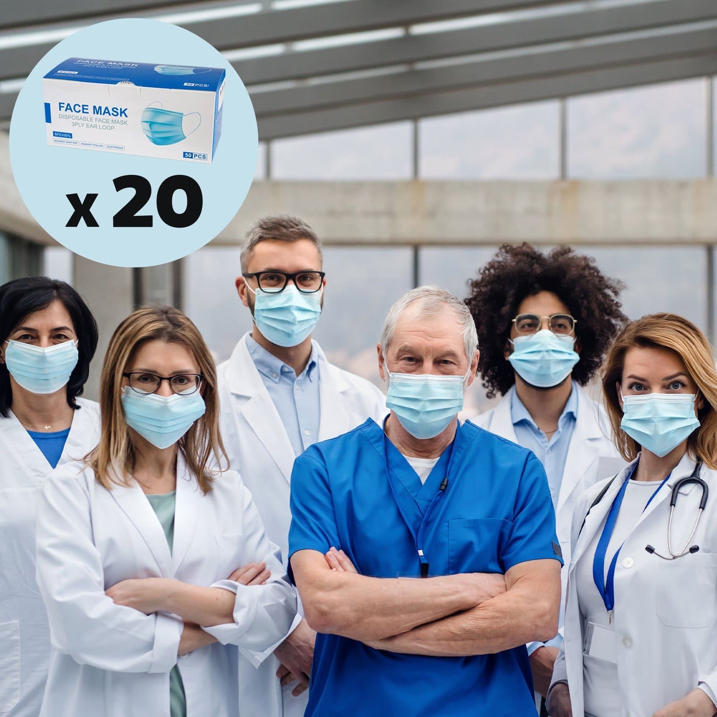 3-Ply Disposable Face Mask - Box of 50