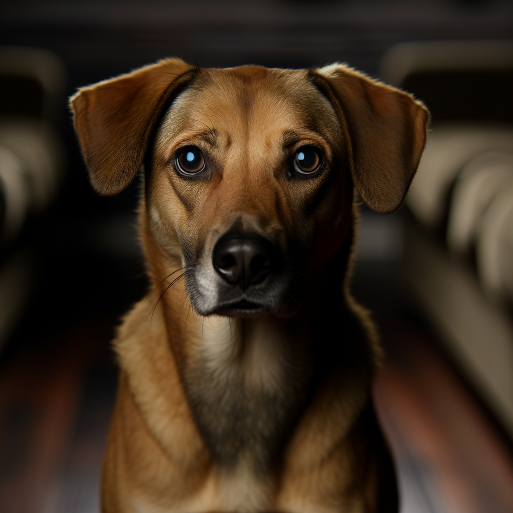 Close-up of a dog with expressive eyes.
