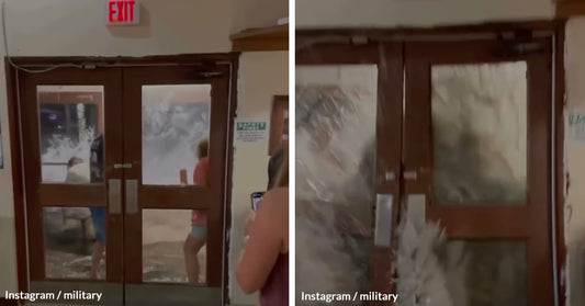 Nature's Wrath in Full Display as Devastating Wave Breaks Doors Open At US Army Base