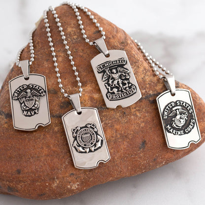 St. Michael Military Dog Tag Necklace