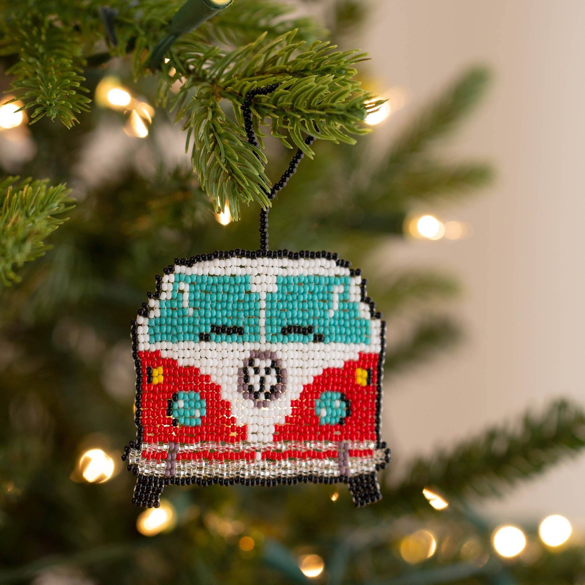 Hippie Van Beaded Ornament