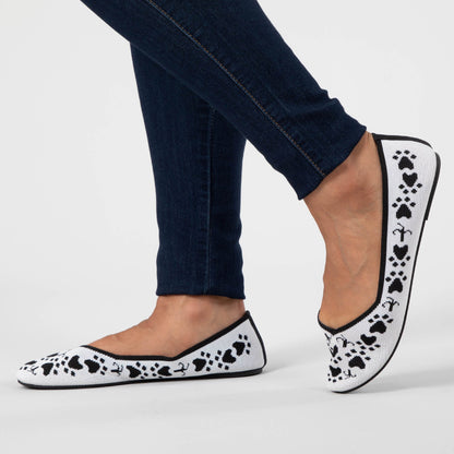 Woven Paw Print Ballet Flats