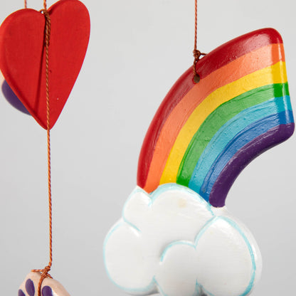 Rainbow Bridge Paw Print Ceramic Chime