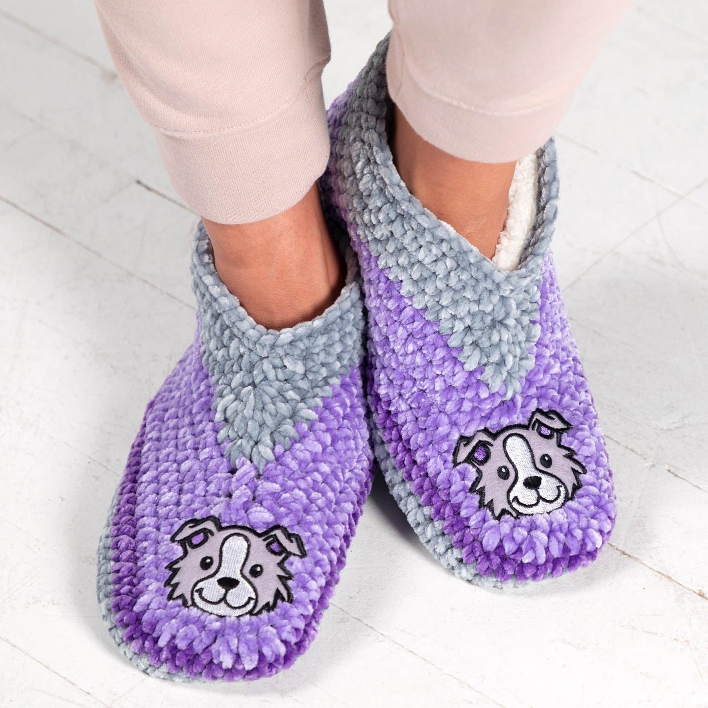 Purple Chenille Pet Slippers