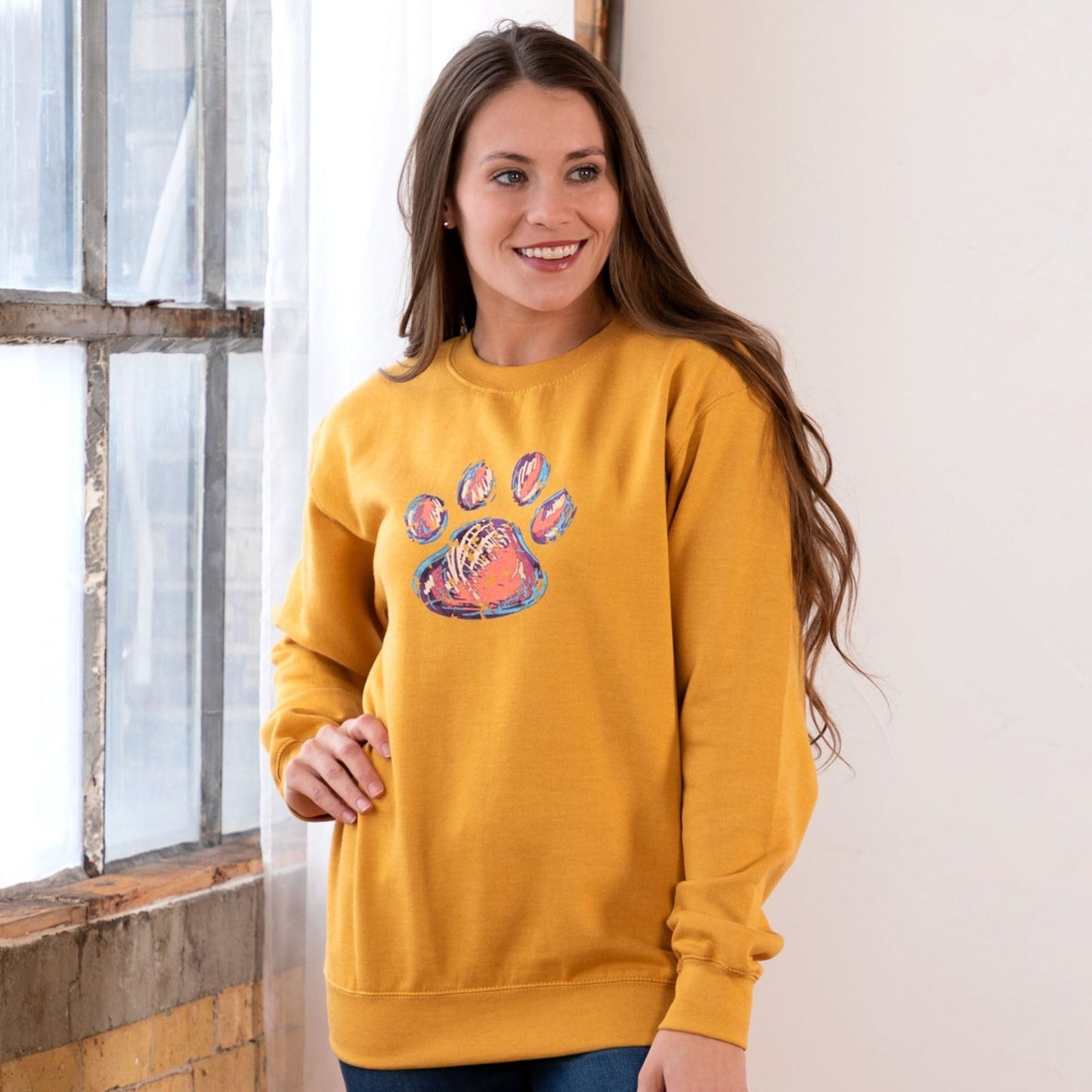 Mixed Media Paw Crewneck Sweatshirt