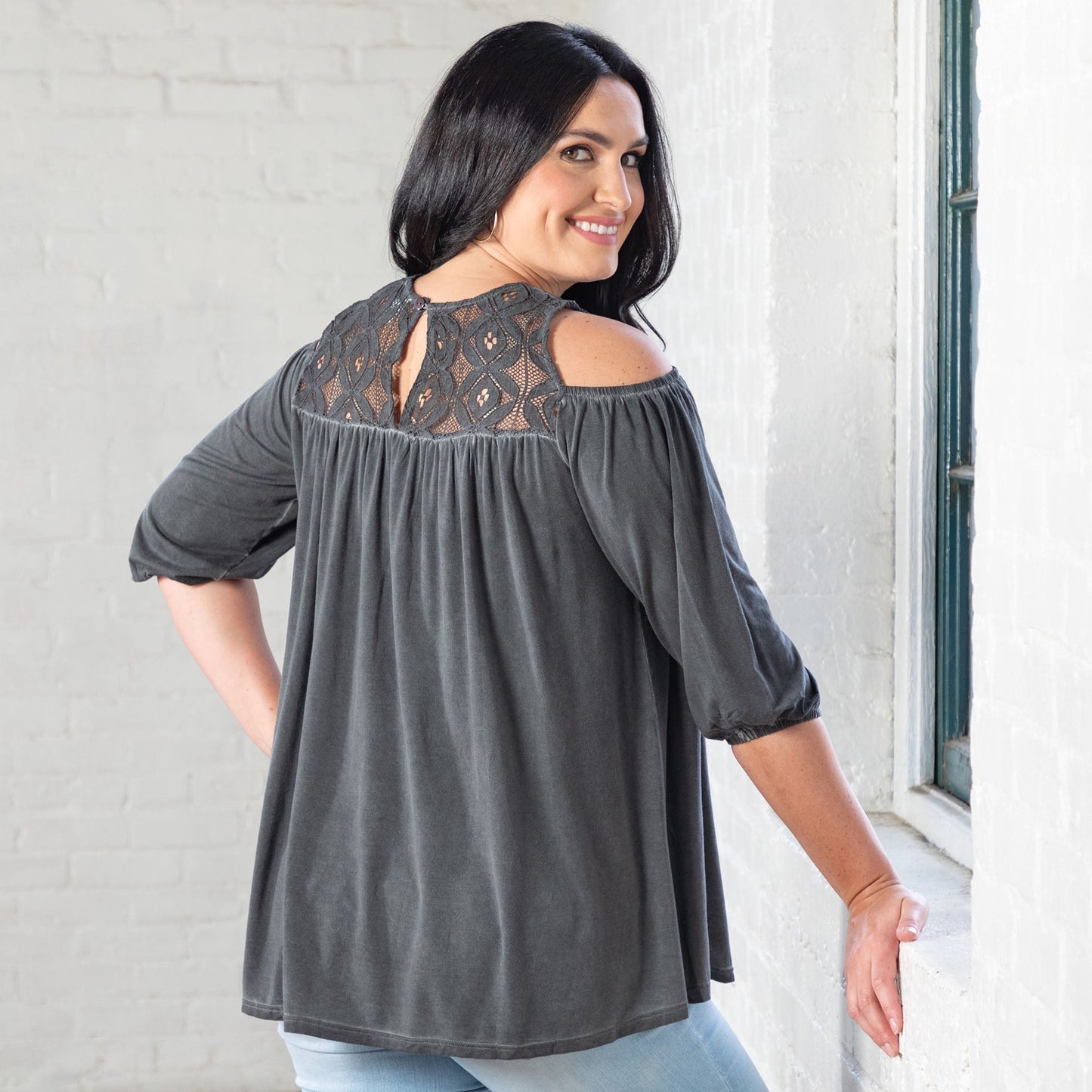 Cold Shoulder Juliet Sleeve Top