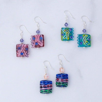 Jazzy Lampwork Glass Earrings