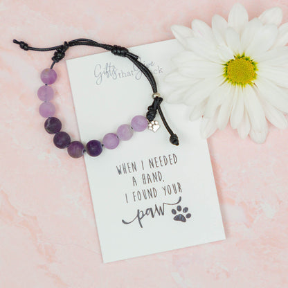 I Found Your Paw Amethyst Beaded Bracelet