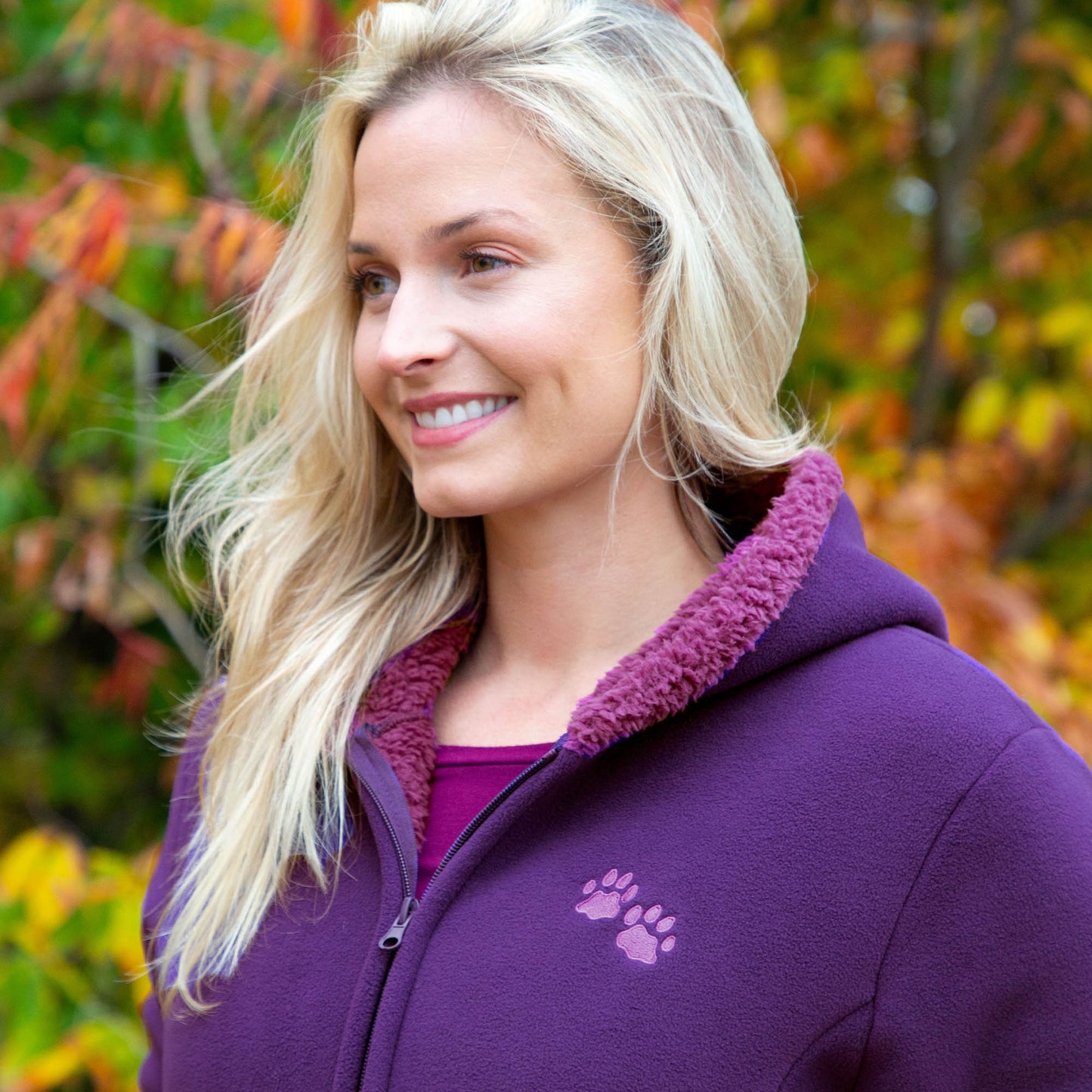 Paw Print Sherpa Lined Fleece Hooded Jacket