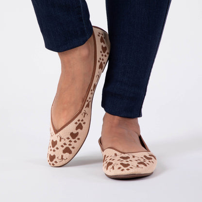 Woven Paw Print Ballet Flats