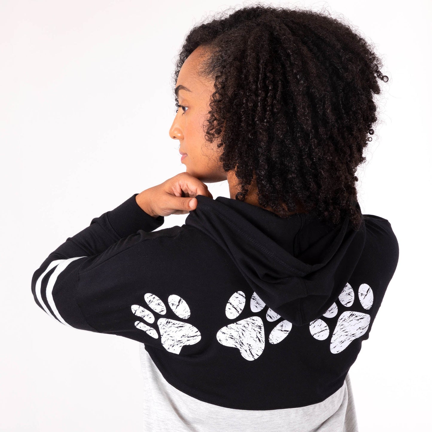 Distressed Paw Long Sleeve Hooded Tee