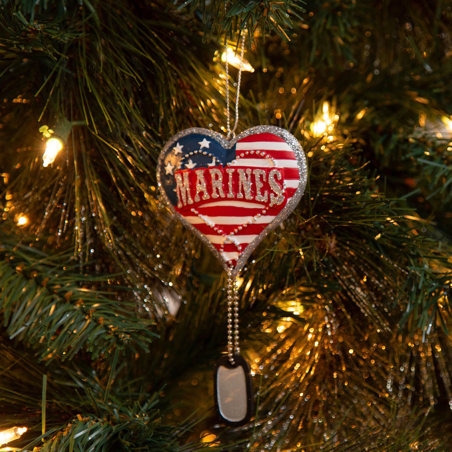 Military Service Heart & Dog Tag Ornament