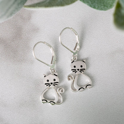 Sitting Kitty Sterling Earrings