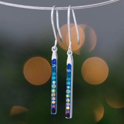 Rainbow Mosaic Crystal Drop Earrings