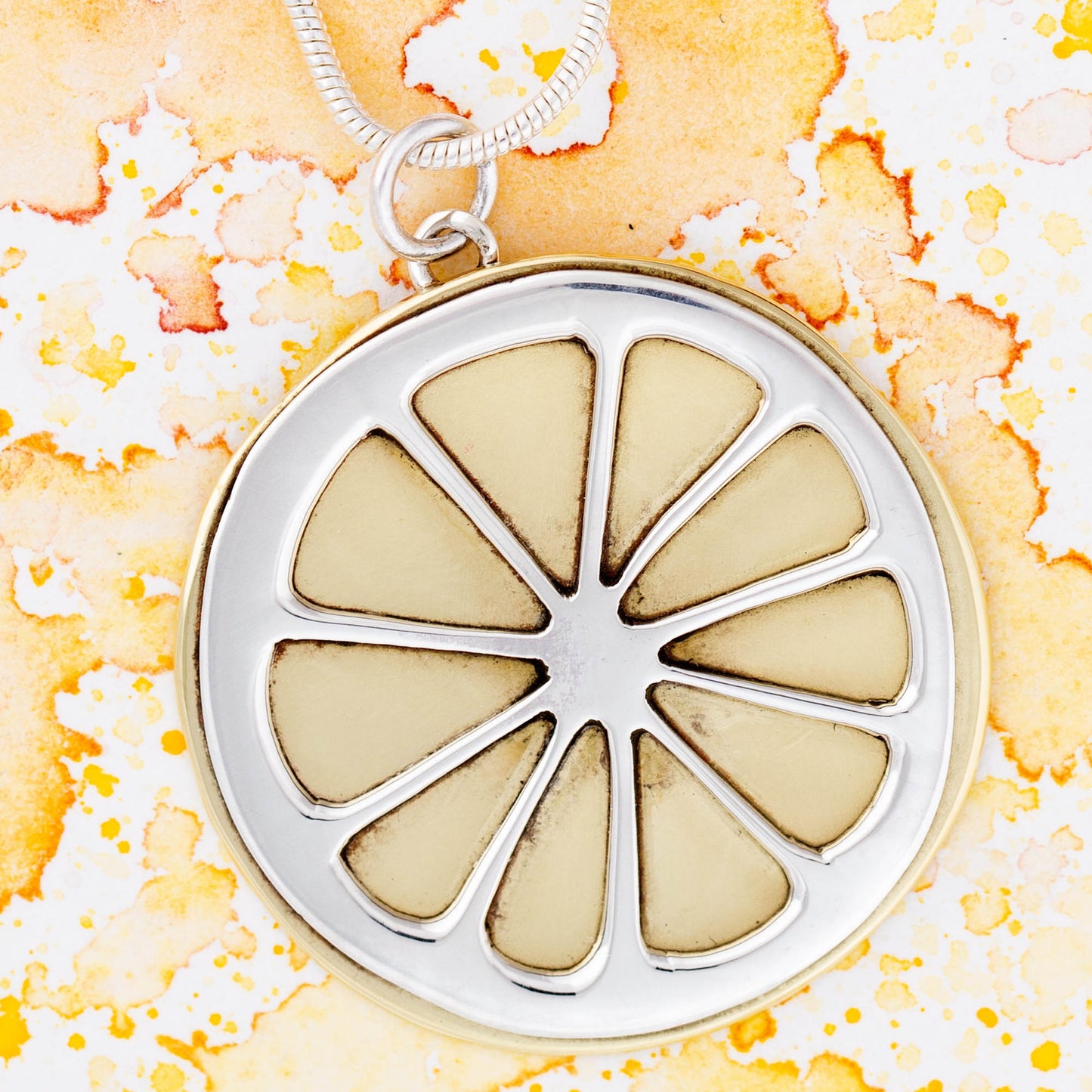 Lemon Slice Sterling & Brass Necklace