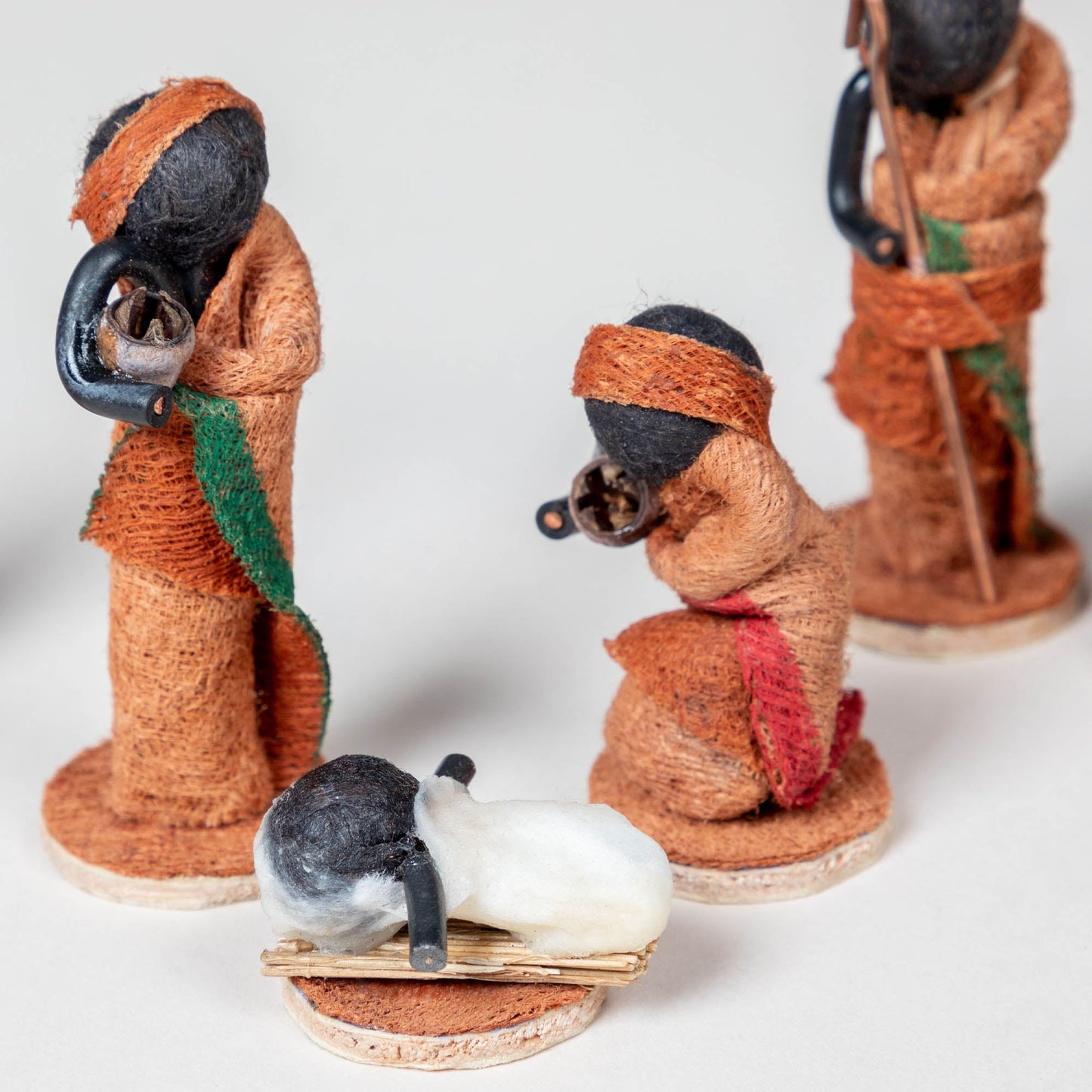 Bark Cloth Figurine Nativity Set with Bag