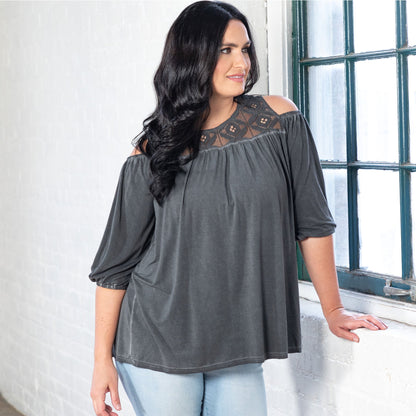 Cold Shoulder Juliet Sleeve Top