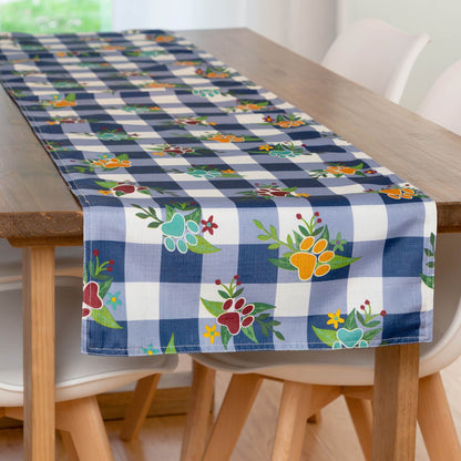 Gingham Paws Floral Table Runner