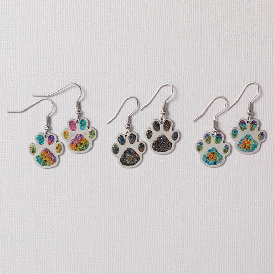 Paw Print Gemstone Array Earrings