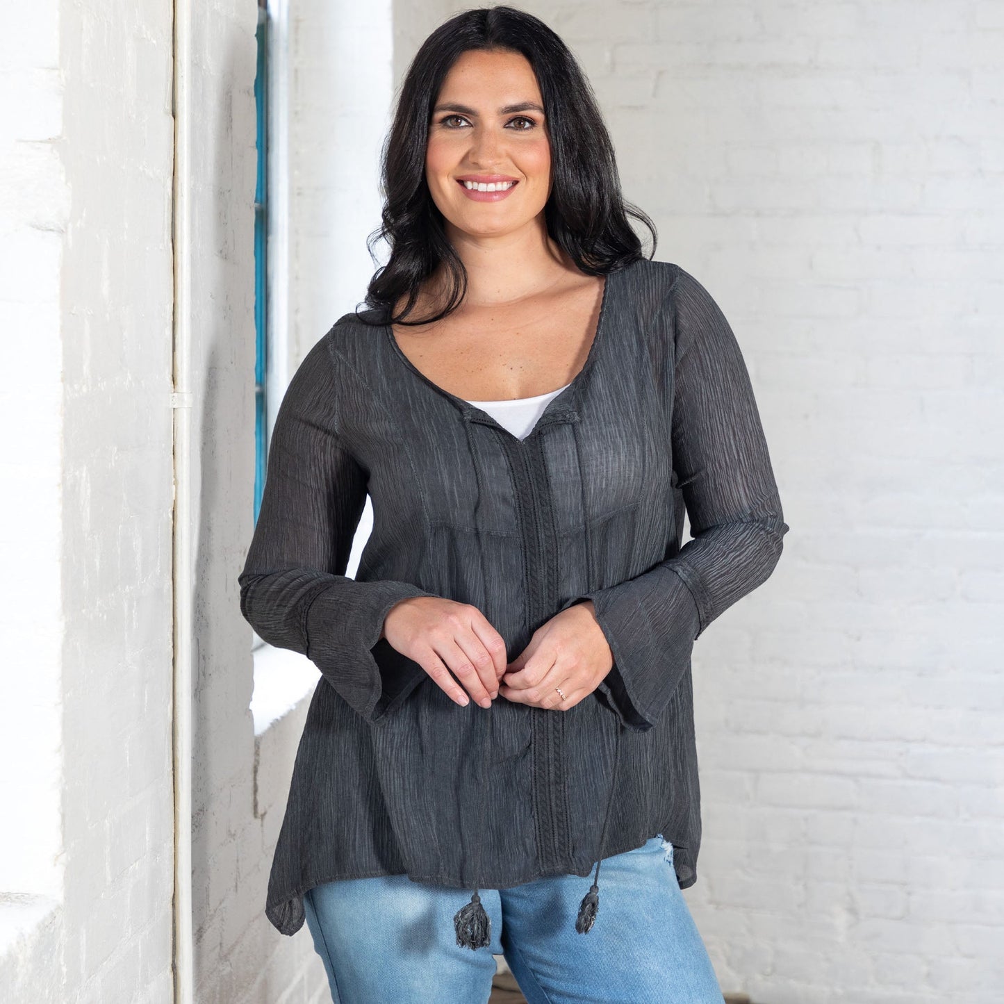 All In The Details Long Bell Sleeve Top