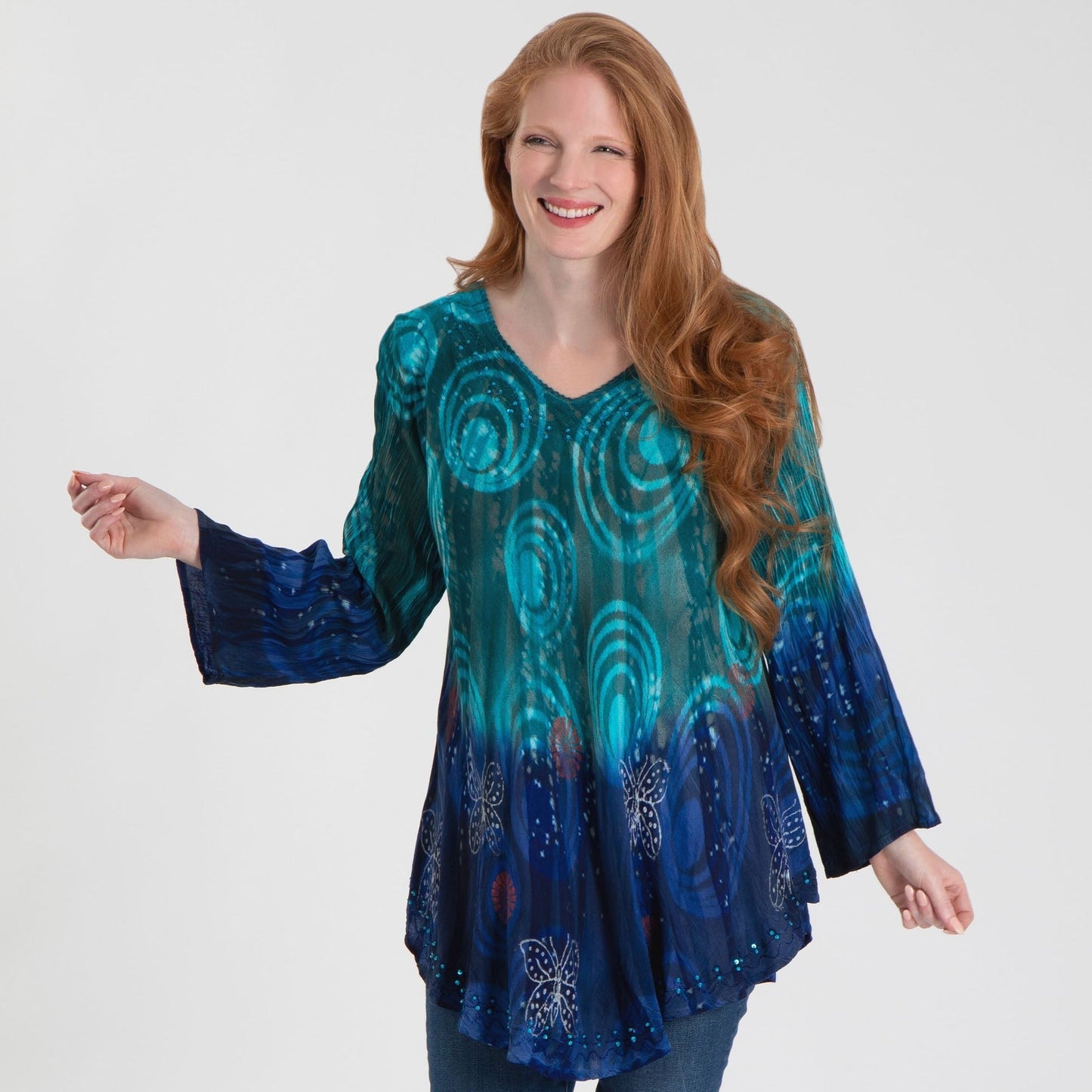 Swirls Of the Sea Long Sleeve Tunic