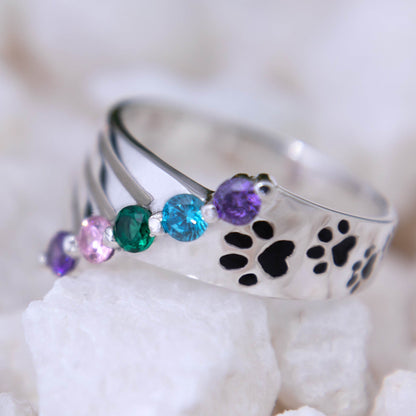 Walking Paws to the Rainbow Sterling Ring