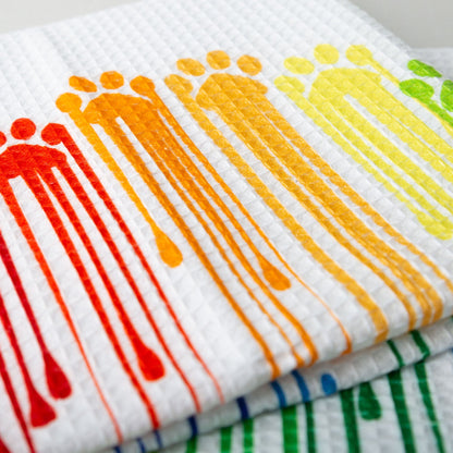 Dripping Rainbow Paws Kitchen Towel - Set of 2