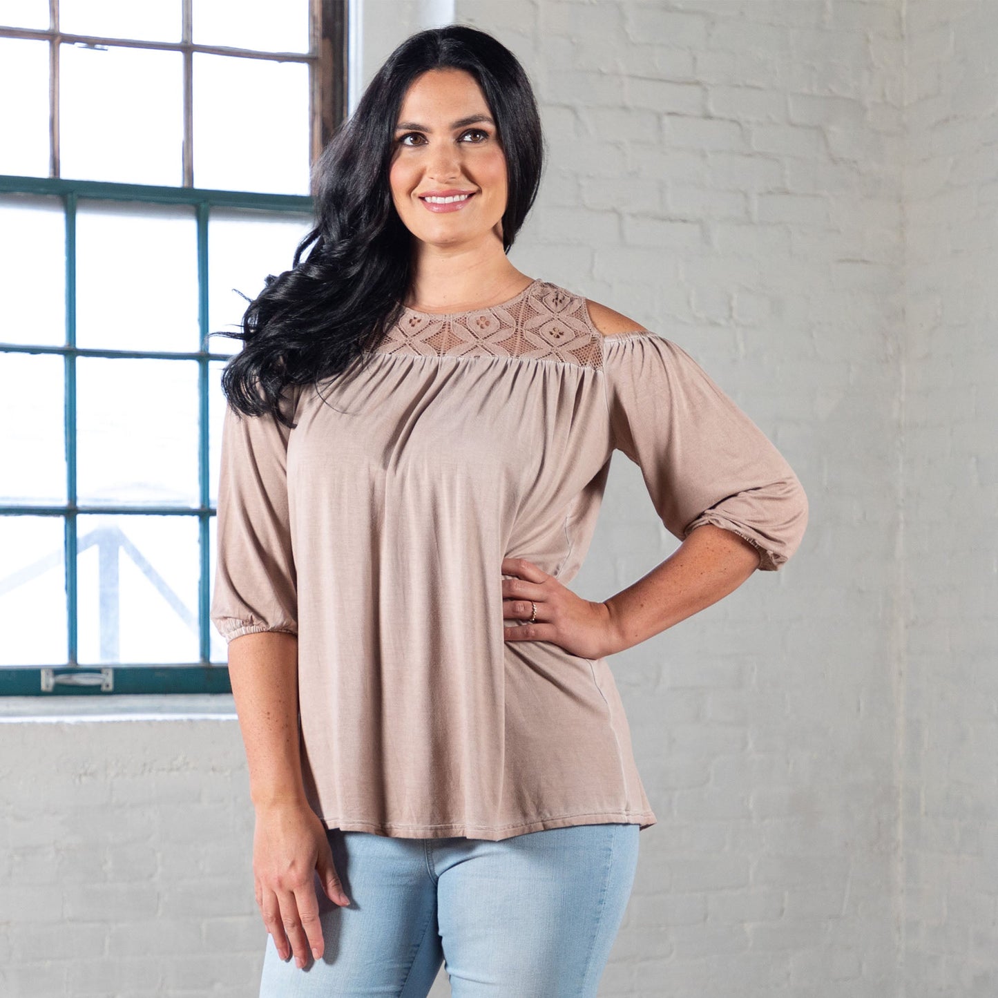 Cold Shoulder Juliet Sleeve Top