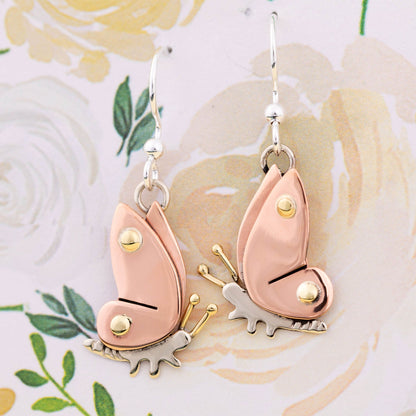 Sweet Butterfly Mixed Metal Earrings