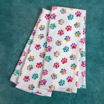 Rainbow Ombre Paws Kitchen Linens