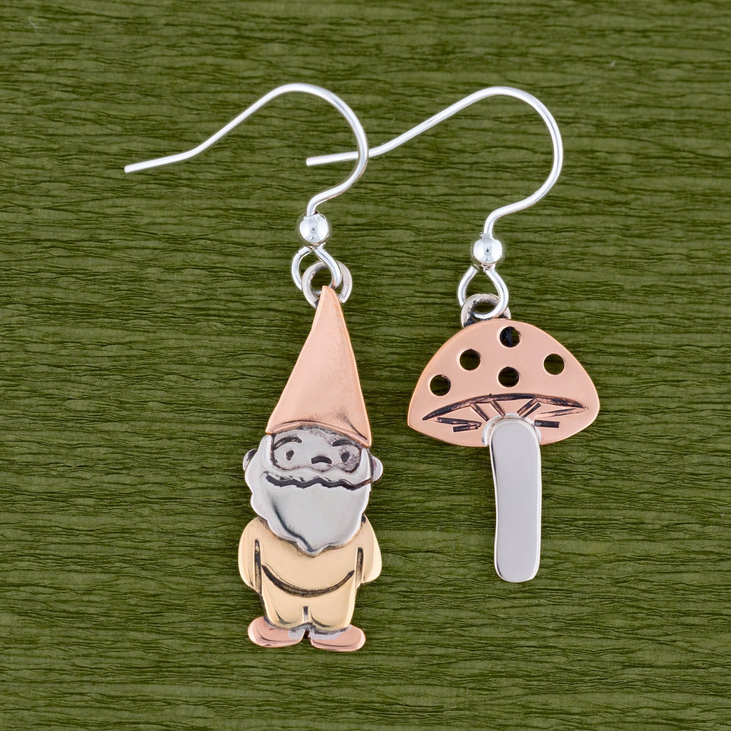 Lucky Gnome & Mushroom Mixed Metal Earrings