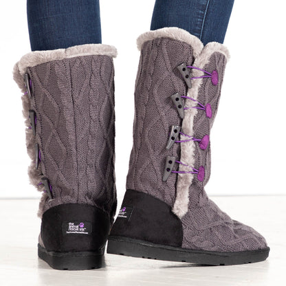 Paw Print Faux Fur Tall Knit Boots