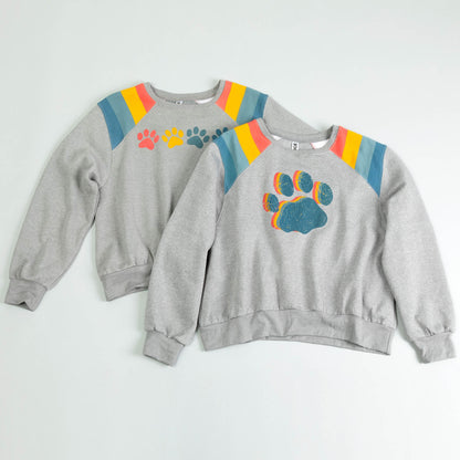 Retro Stripe Paw Crew Neck Sweatshirt