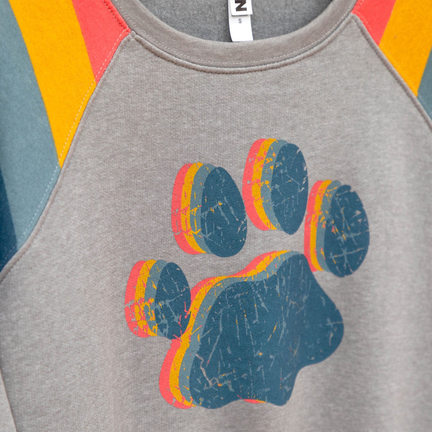 Retro Stripe Paw Crew Neck Sweatshirt