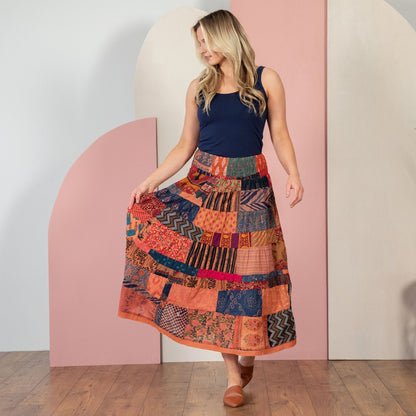 Colorful Patchwork Long Skirt