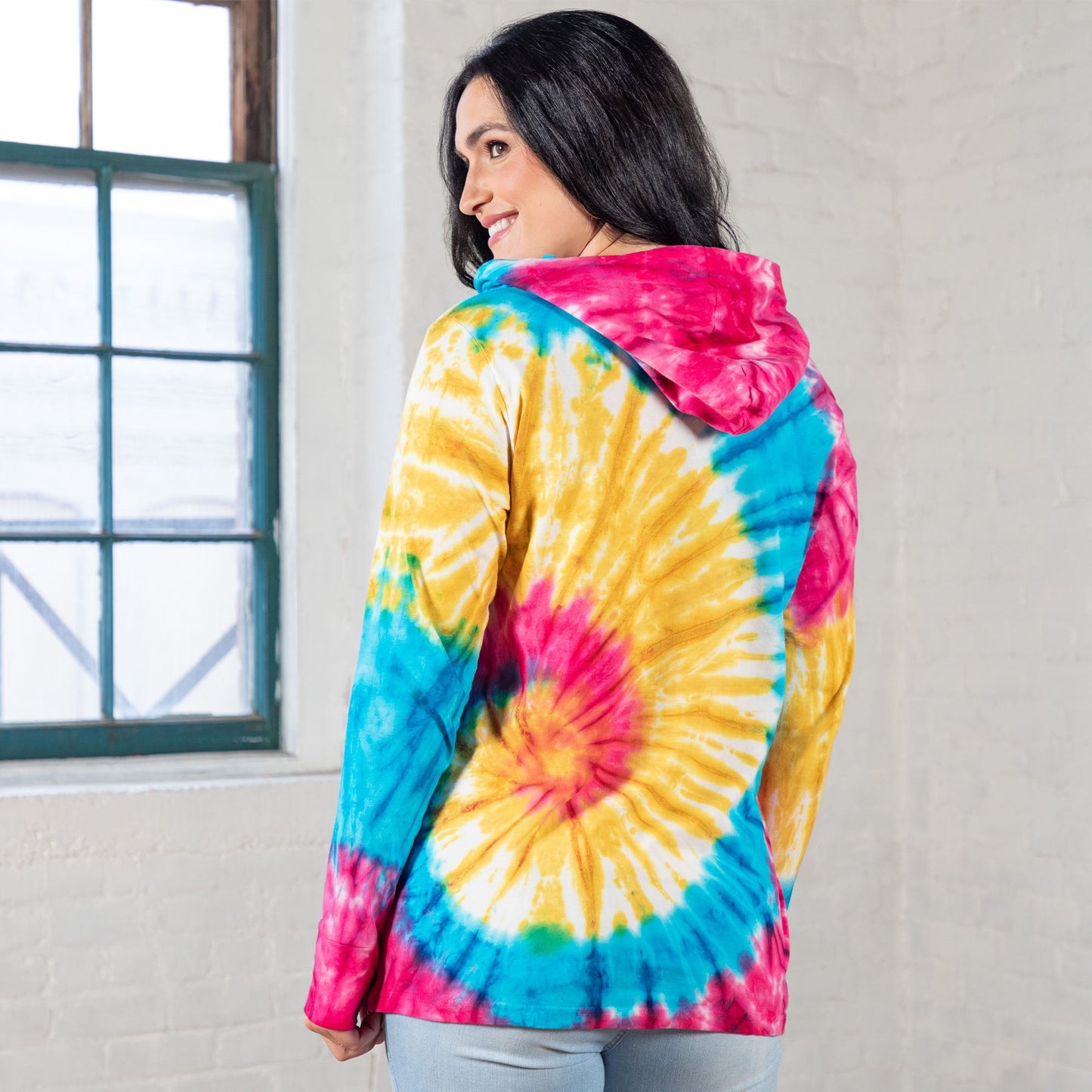 Rainbow Tie-Dye Hooded Tunic