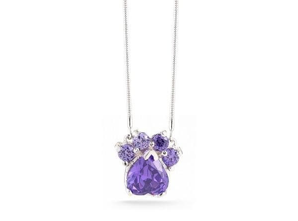 Paw Print Birthstone Pendant Necklace