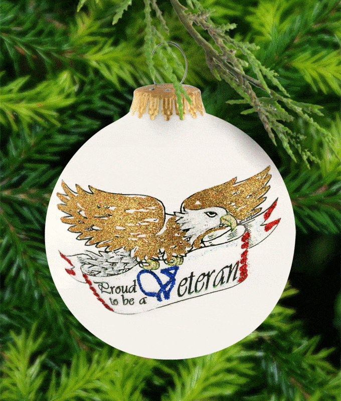 Proud to be a Veteran Hand-Painted Glass Ornament