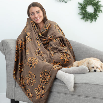 Super Cozy&trade; Fleece Paw Print Throw Blanket