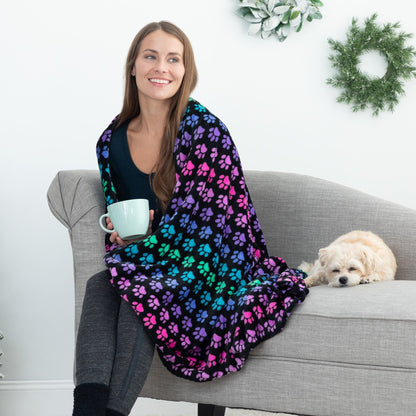 Super Cozy&trade; Fleece Paw Print Throw Blanket