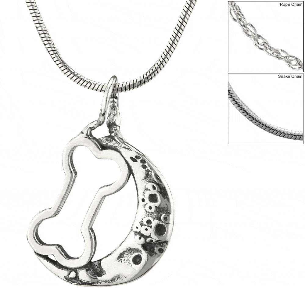 Recycled Sterling Bark at the Moon Necklace