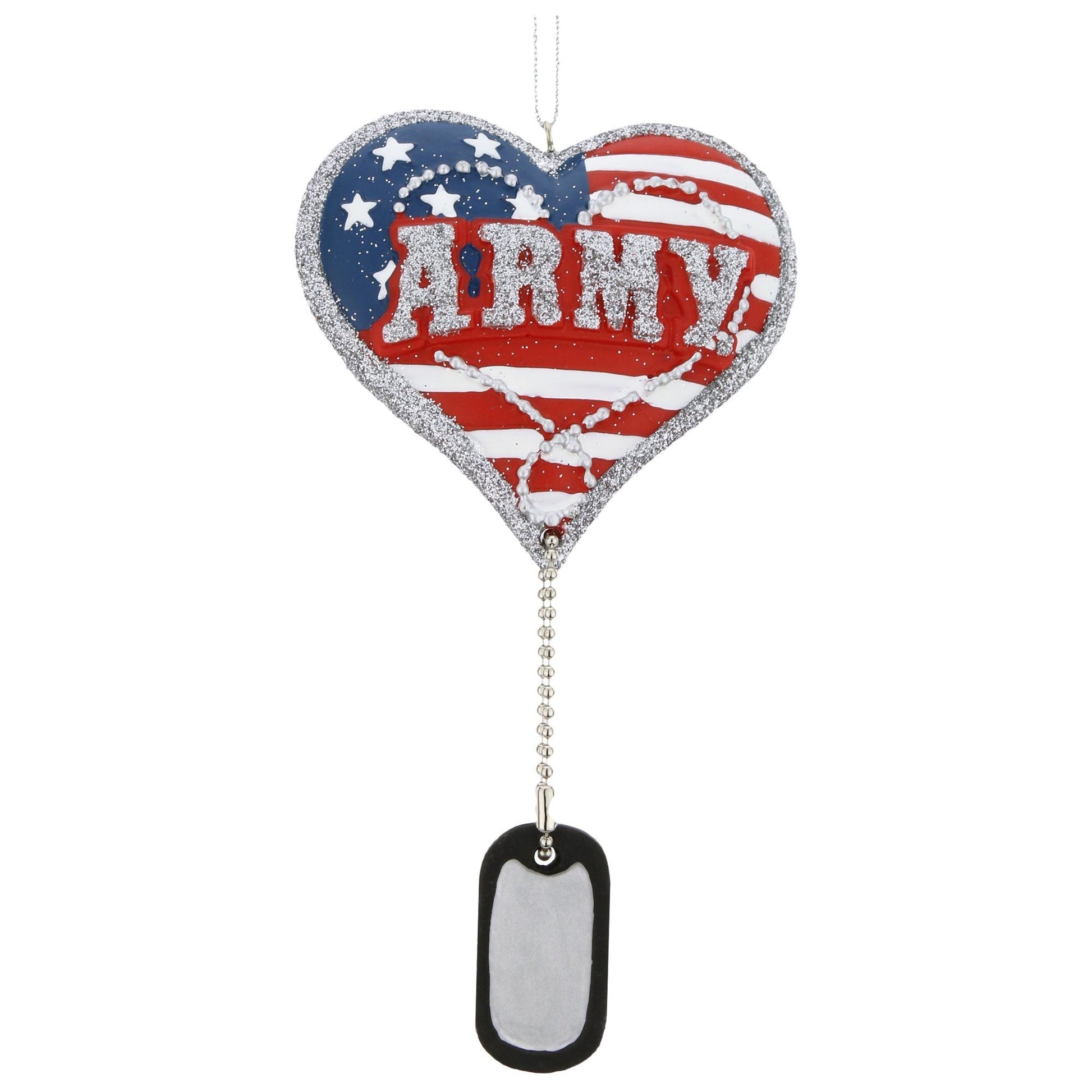 Military Service Heart & Dog Tag Ornament