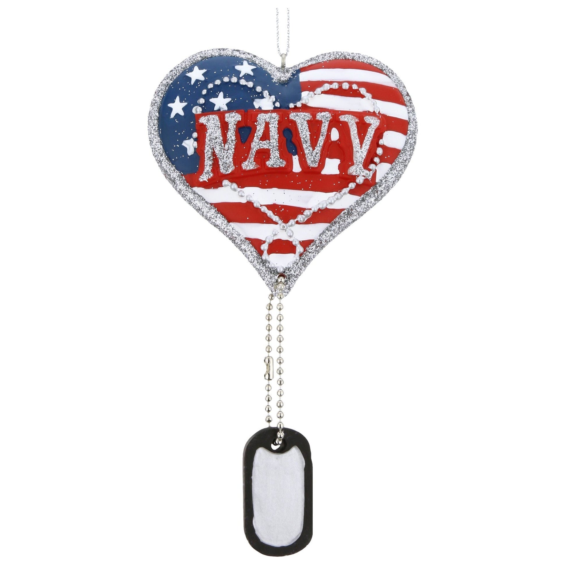 Military Service Heart & Dog Tag Ornament