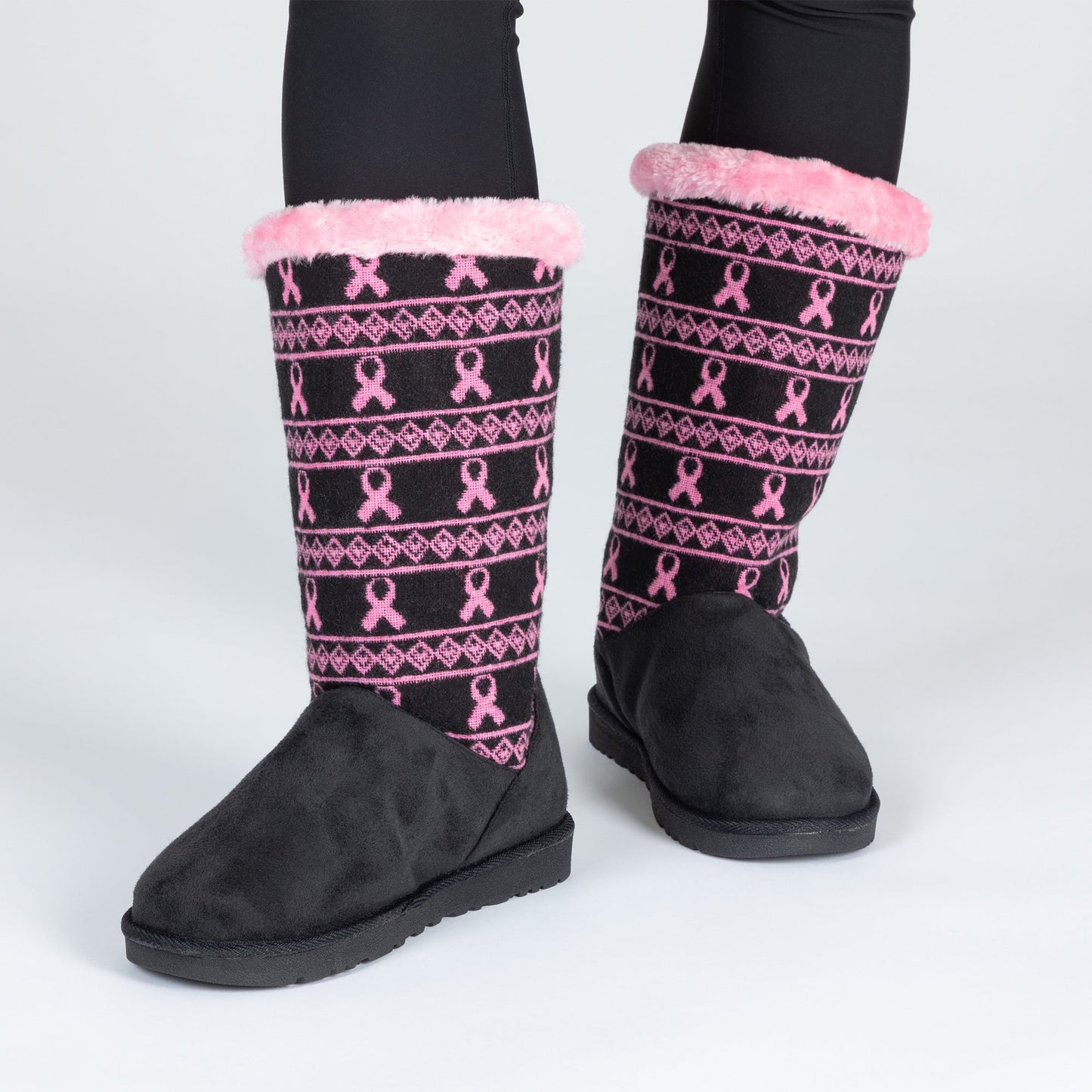 Pink Ribbon Knit Boots