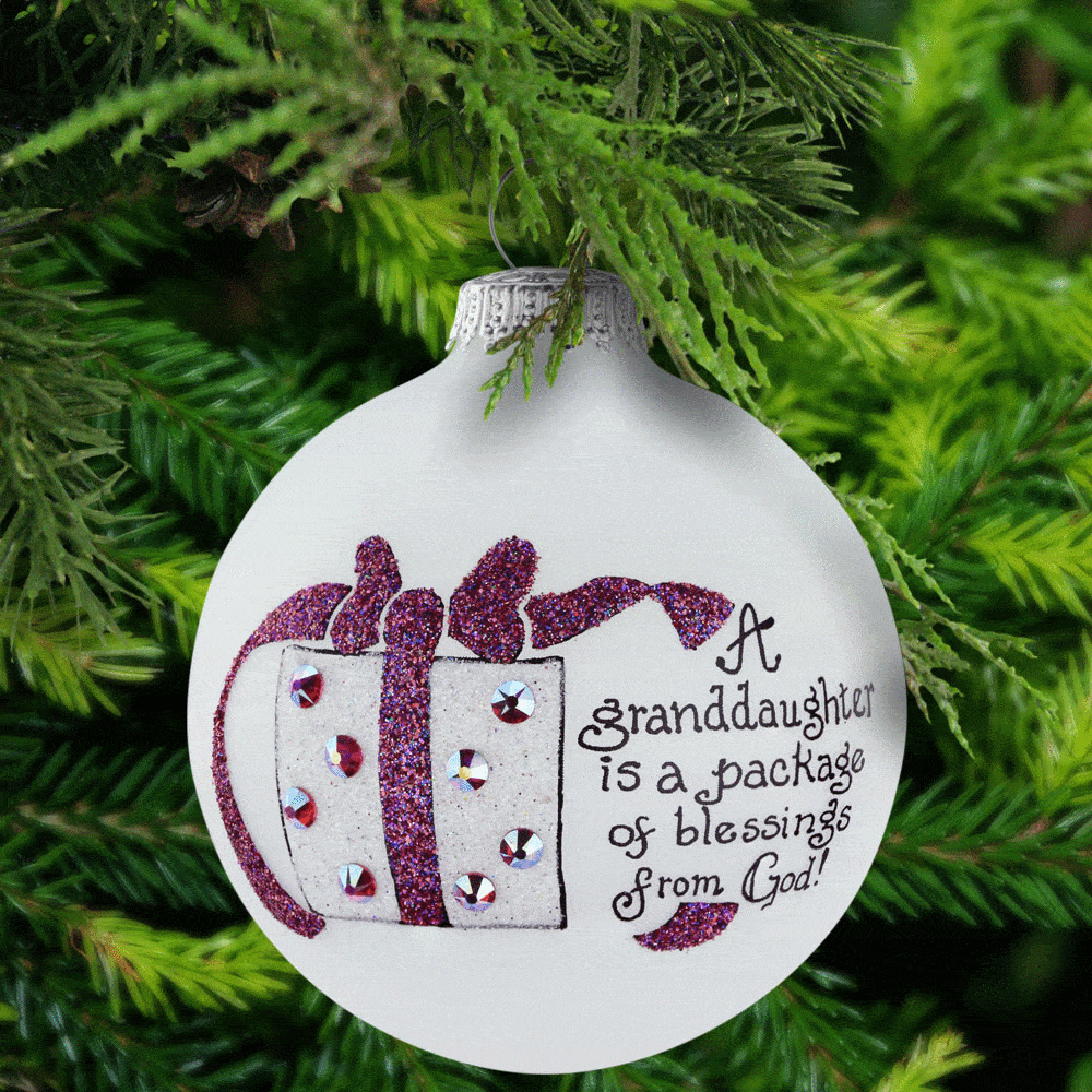 Blessing from God Granddaughter Glass Ornament