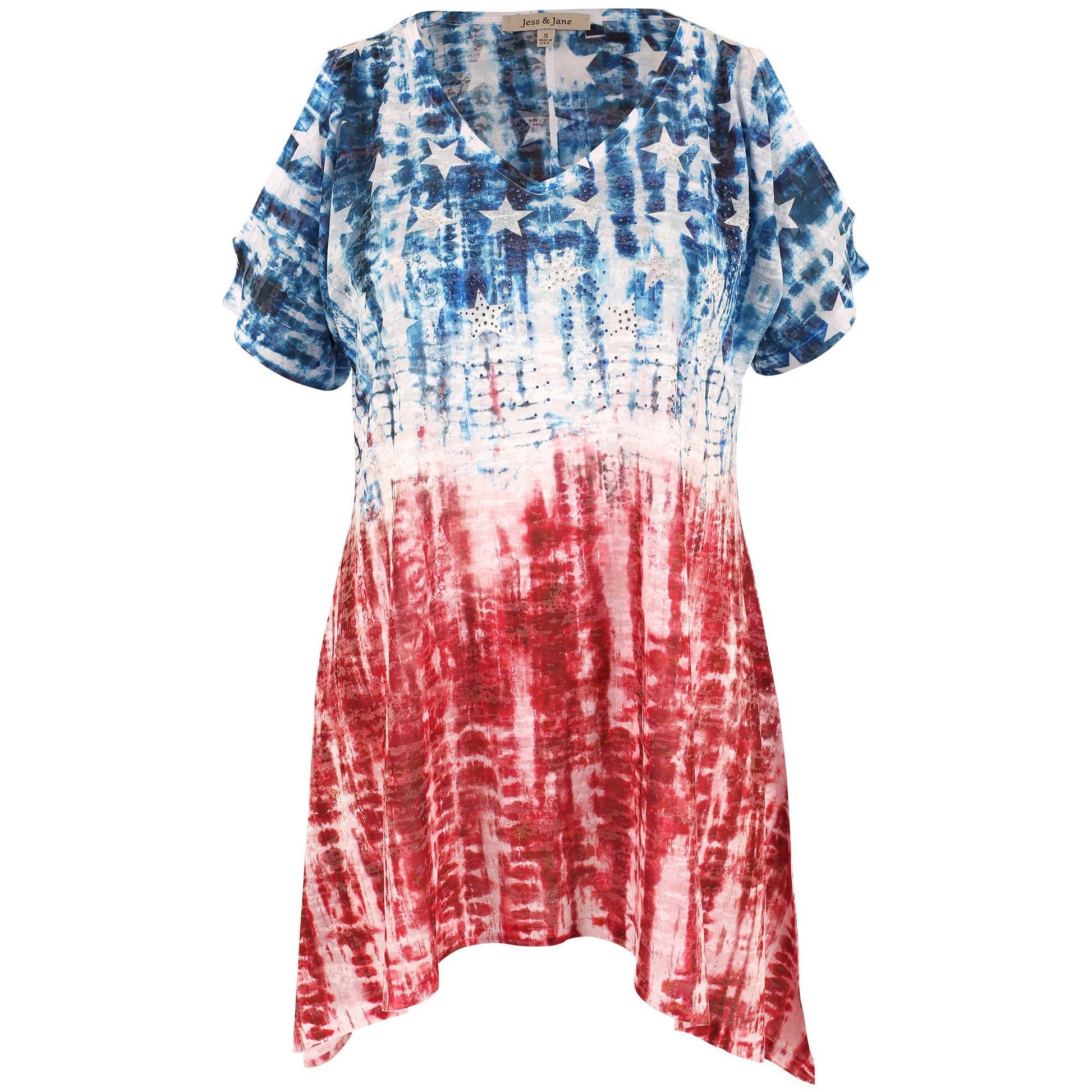 Tie Dye Americana Cold Shoulder Tunic