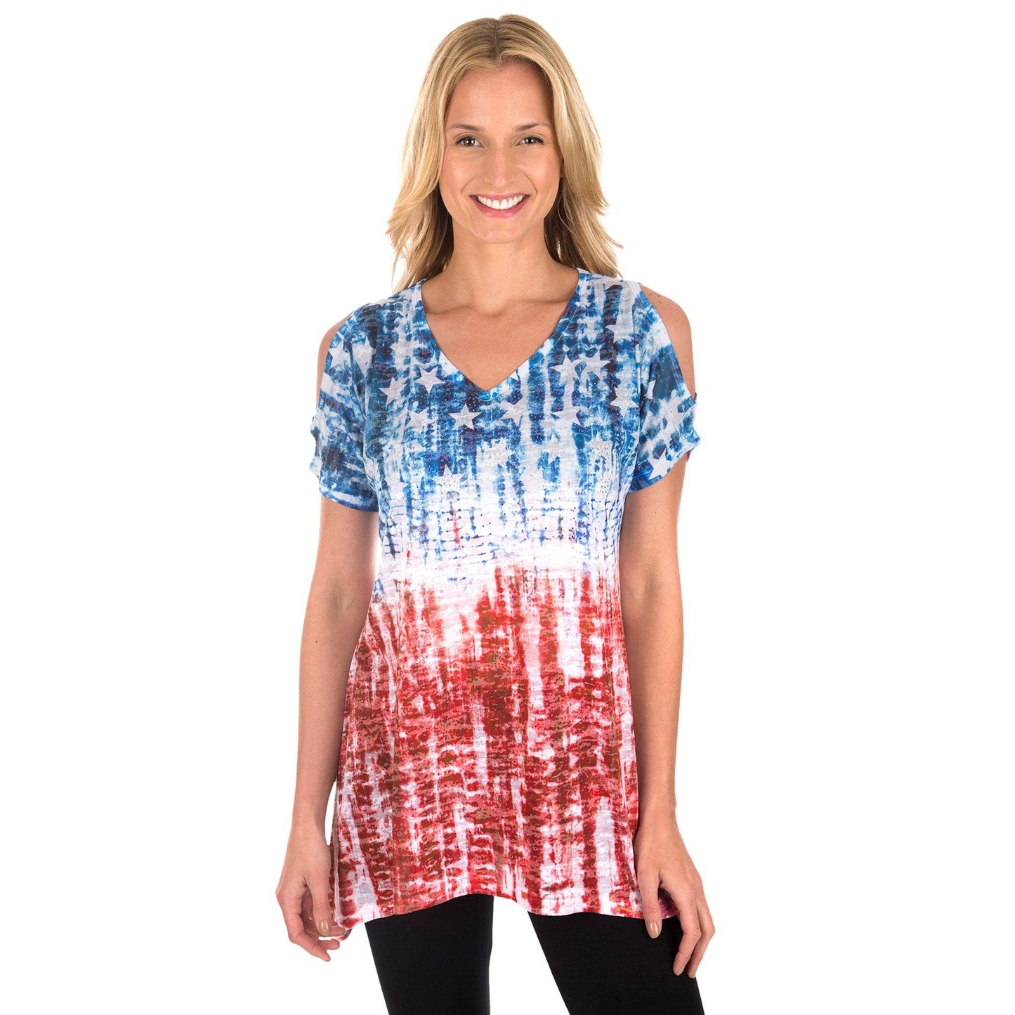 Tie Dye Americana Cold Shoulder Tunic