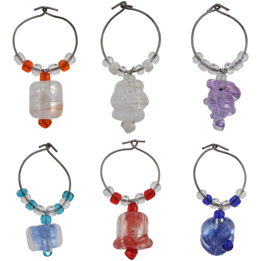 Nepali Glass Bead Wine Charms - Set Of 6