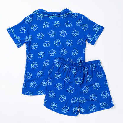 Outlined Paw Prints Pajama Shorts Set