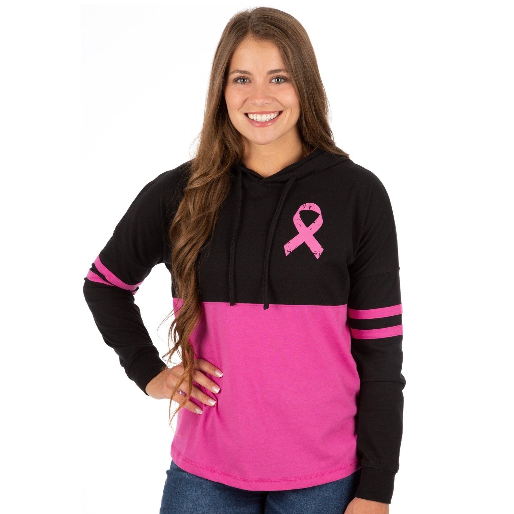 Believe Pink Ribbon Two-Toned Hooded Tee